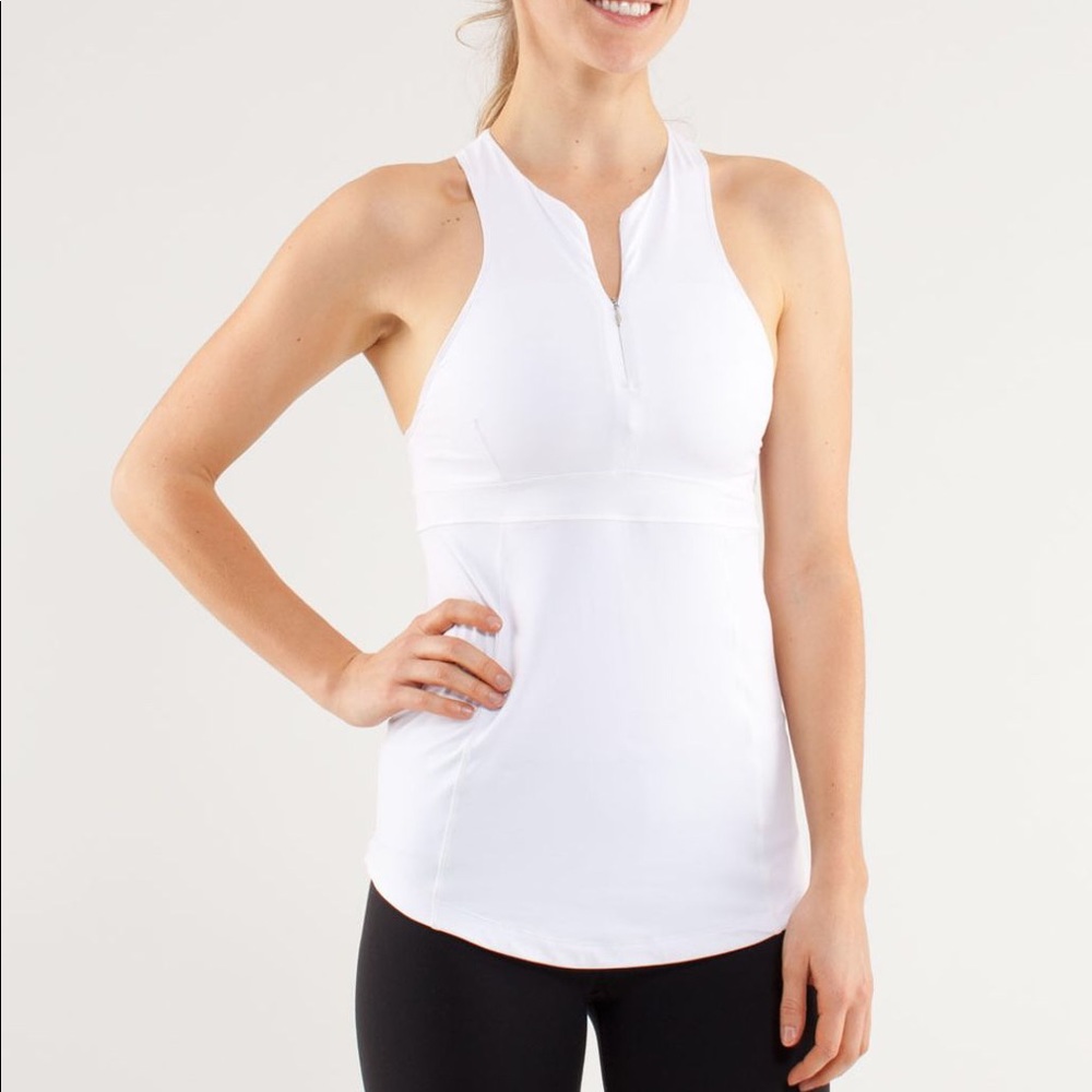 Lululemon White Zippy Run Tank